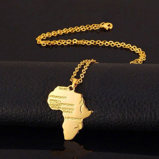 Gold Color Stainless Steel Africa Map Pendant