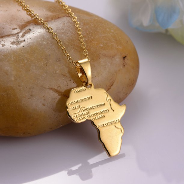 Gold Color Stainless Steel Africa Map Pendant