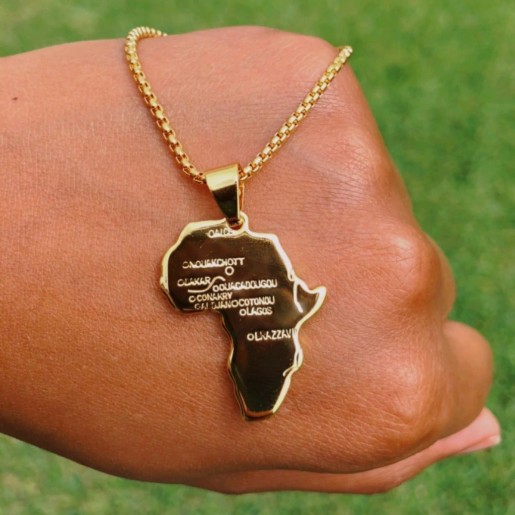 Gold Color Stainless Steel Africa Map Pendant